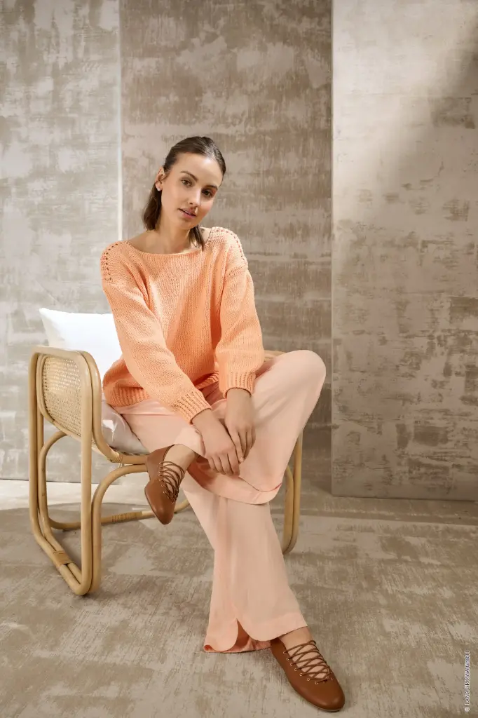 Trui met schoudermotief in Natural Cotton | Lana Grossa