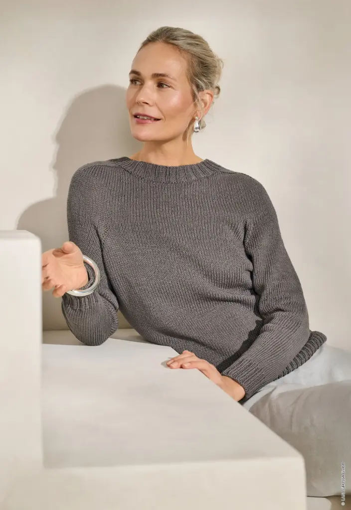 Top Down trui met schouderpas in Tessera | Lana Grossa