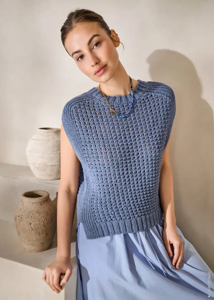 Topje met fantasiesteek in Tessera | Lana Grossa