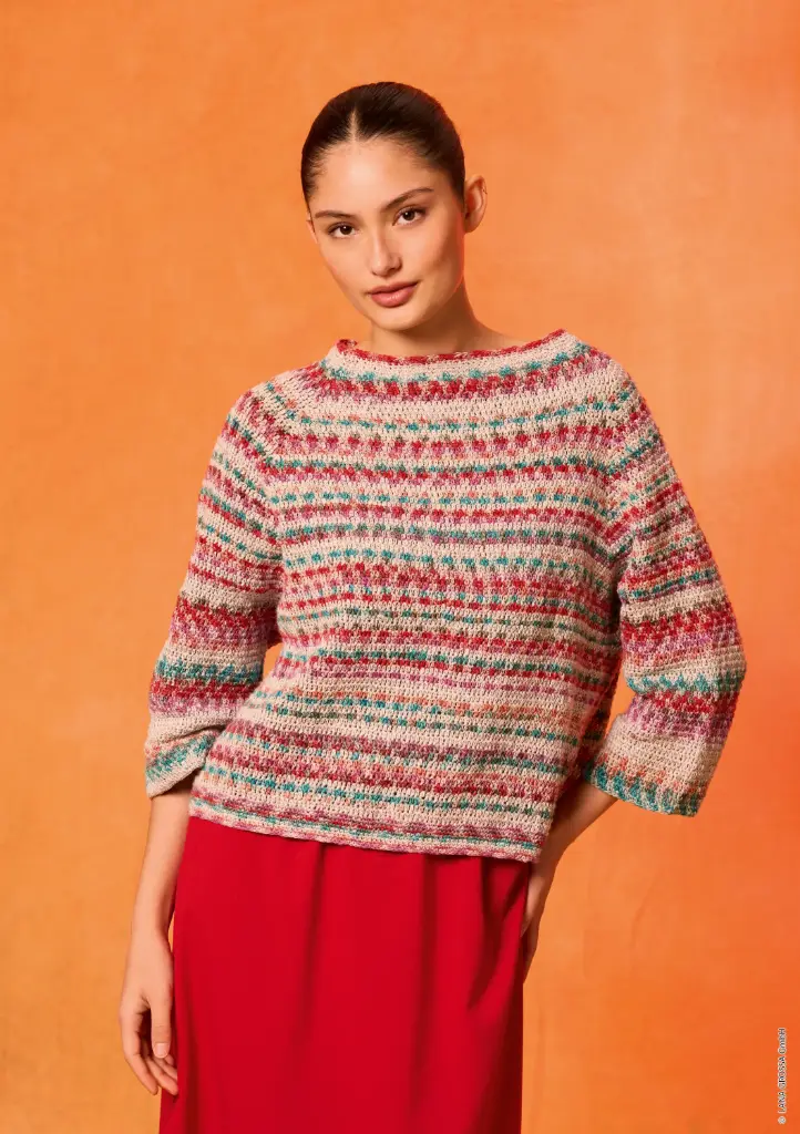 Gehaakte Top Down trui in Gomitolo California | Lana Grossa