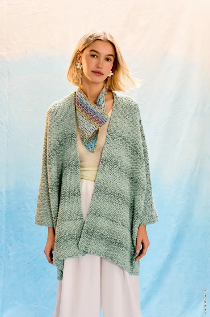 Top Down kimonovest in Gomitolo Tono & Cotonella | Lana Grossa