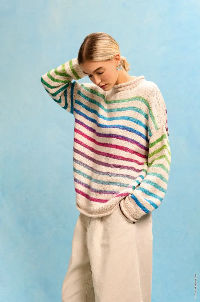 Klassieke trui met streepmotief in Cotonella | Lana Grossa