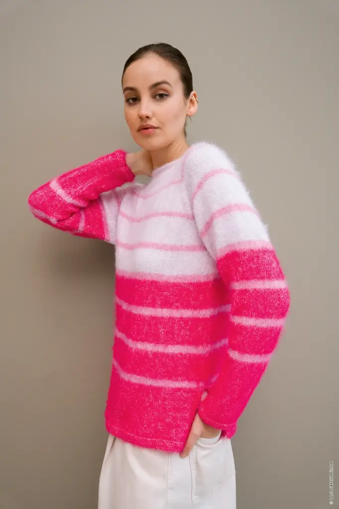 Top Town trui met streepmotief in Finito | Lana Grossa