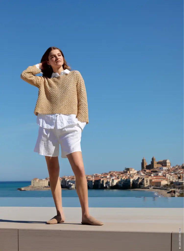 Kort Top Down gehaakt truitje met open steek in Setapura | Lana Grossa