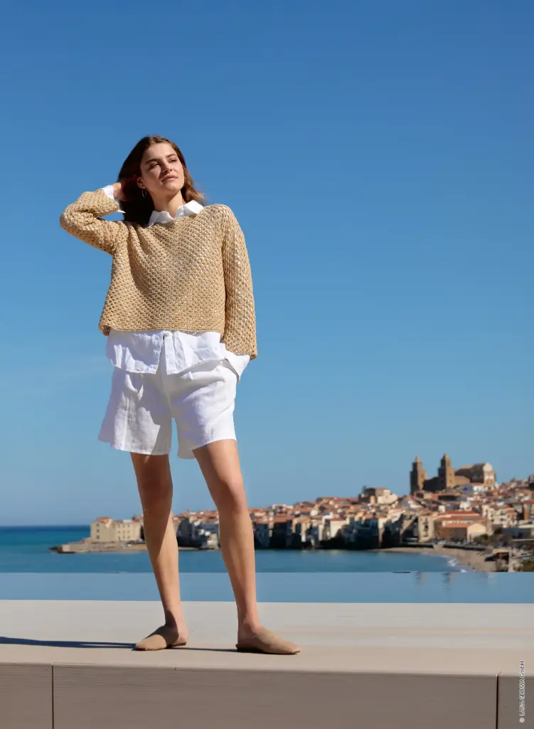 Kort Top Down gehaakt truitje met open steek in Setapura | Lana Grossa