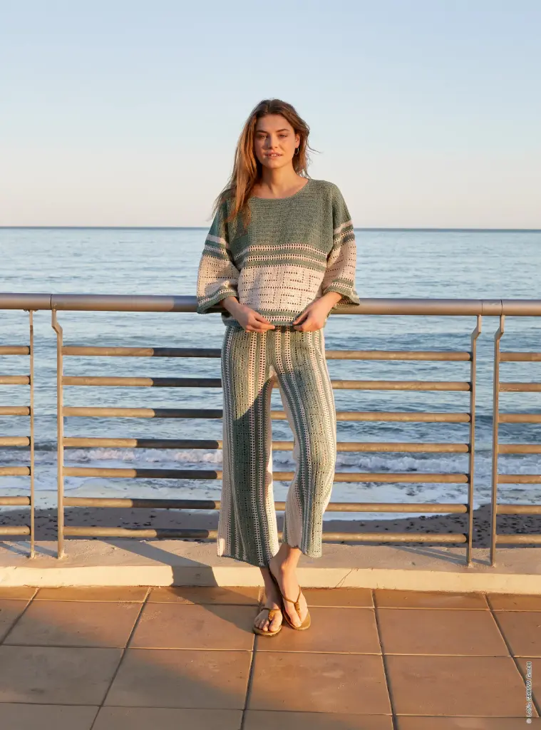 Gehaakte broek met geometrisch motief in Summer Cashmere | Lana Grossa