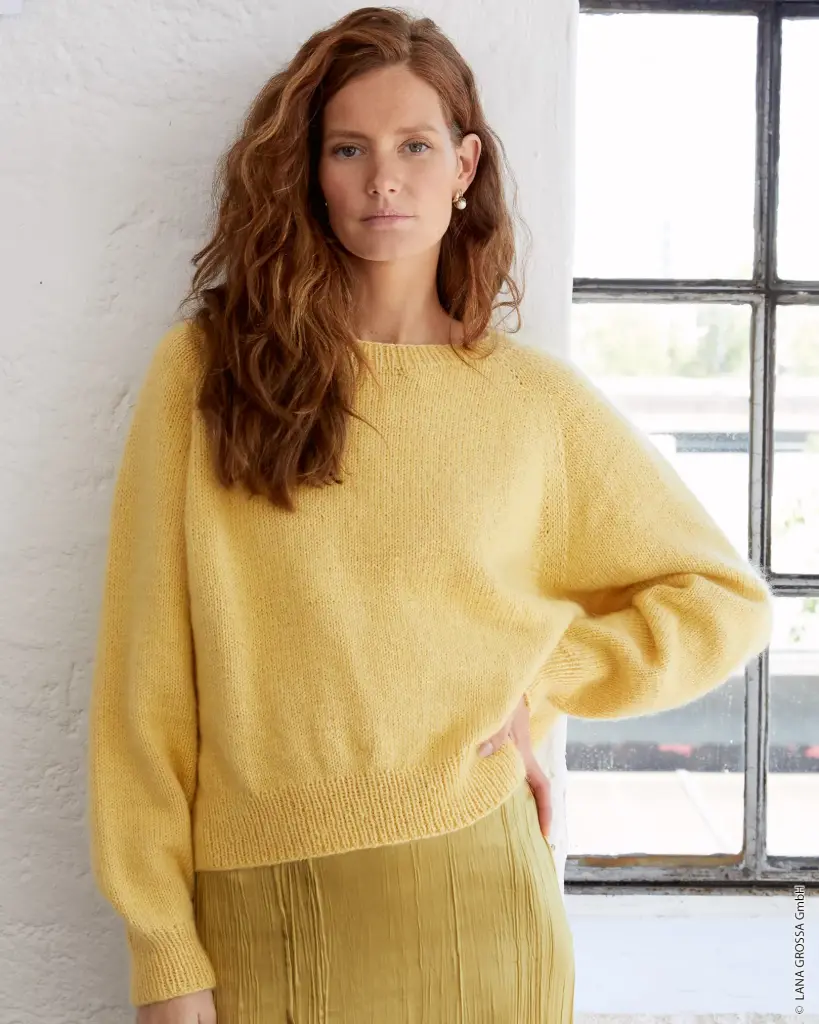 Top Down trui Ida I met raglanmouwen in Cool Wool & Silkhair | Lana Grossa