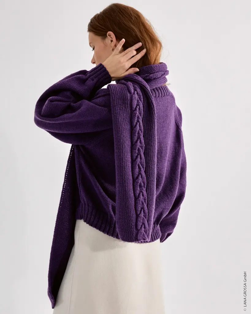 Sjaal met kabelpatroon in Cool Wool | Lana Grossa