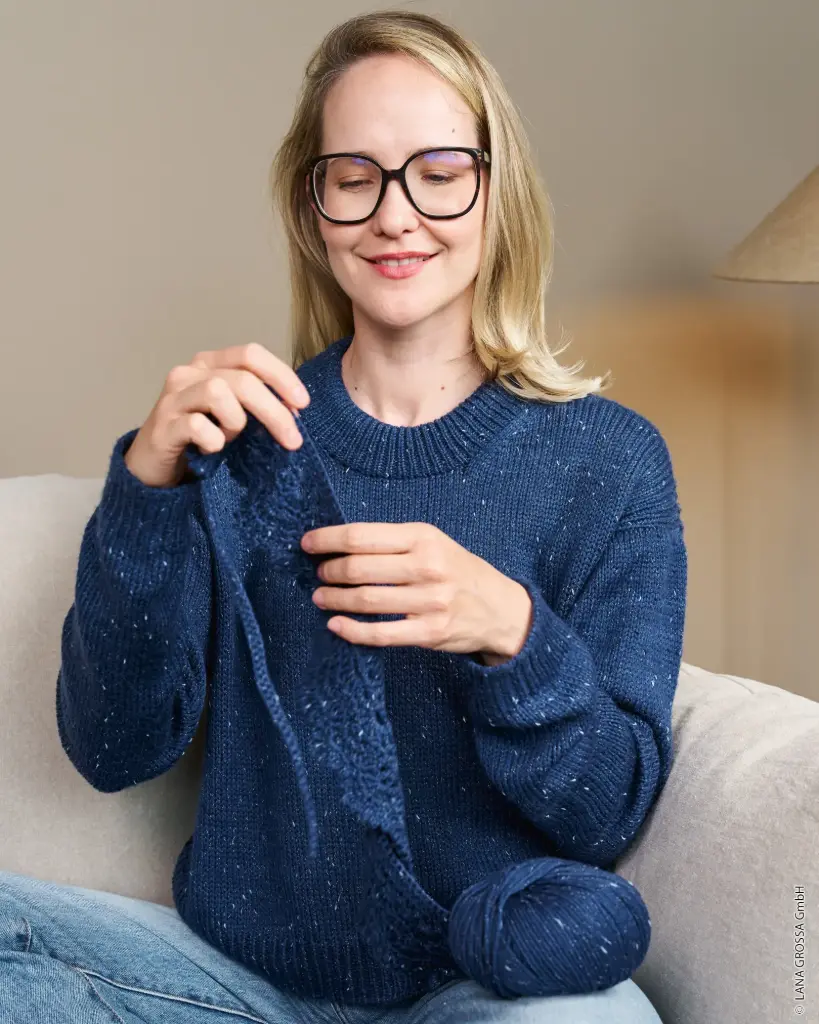 Sinchens Top Down Trui Sinchen II in Cool Wool Big Dots | Lana Grossa