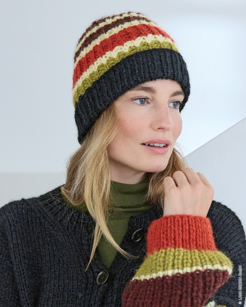 Muts met streepmotief in Chapeau | Lana Grossa