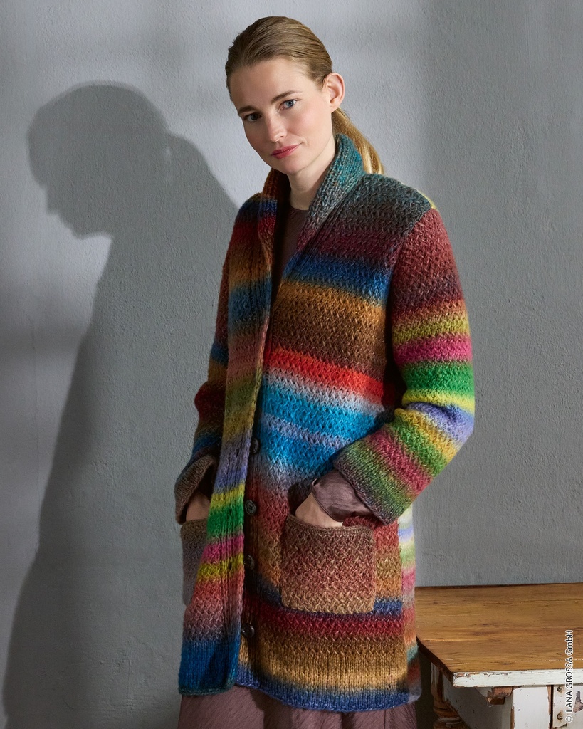 Halflange vest met reverskraag in Candy | Lana Grossa