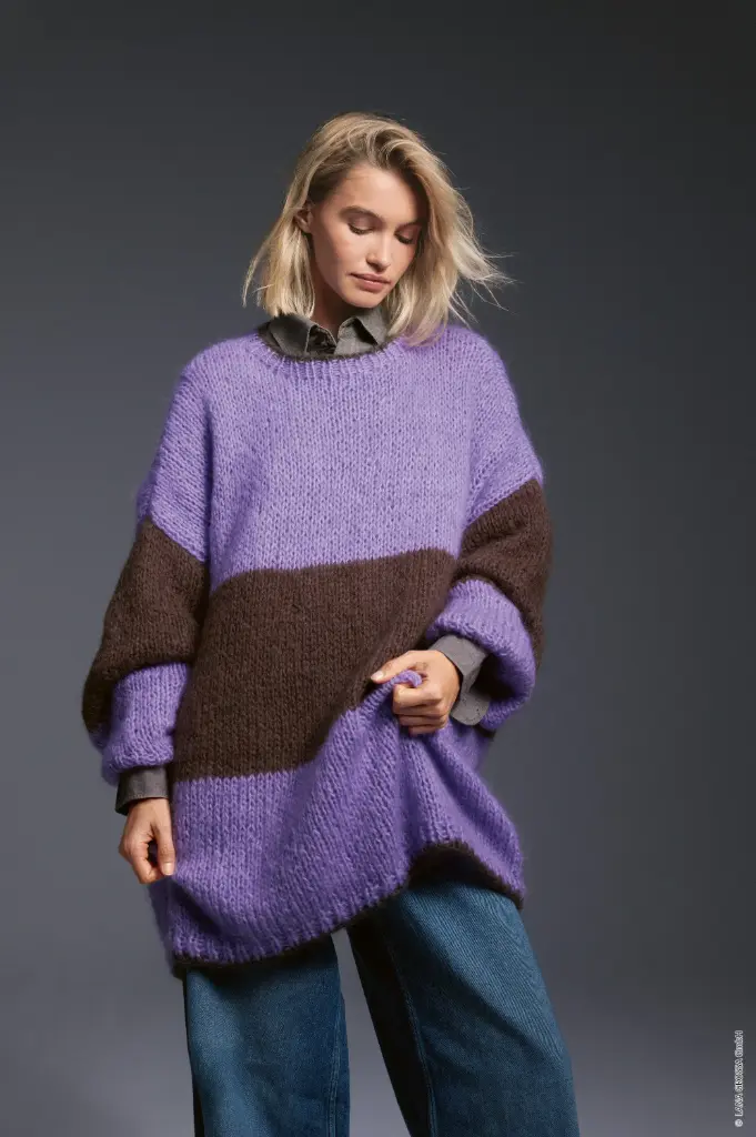 Tuniek met brede streep in Mohair di Gio | Lana Grossa