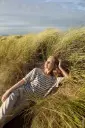 Top Down trui met raglanmouwen en streepjes motief in Cotton Wool | Lana Grossa
