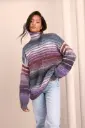 Oversized trui met rolkraag en fantasiemotief in Gomitolo Gala | Lana Grossa