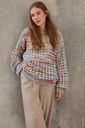 Gehaakte trui met roosterpatroon in Cotonella Multi | Lana Grossa